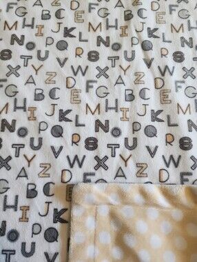 SL Home Alphabet Print Baby Blanket Gold Gray Polka Dots 2017